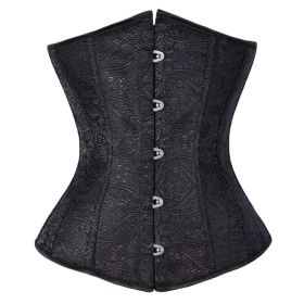 Women's Lace Up Boned Lingerie Bridal Underbust Corset Top Low Back, Black