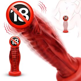 Big Monster Dildo with 8 Modes Vibrating, G Spot Vibrator Fantasy Creature Dildo with Texture and Suction Cup