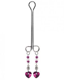Bijoux Cli Clamp Double Loop with Heart Charm &amp; Fuchsia Beads
