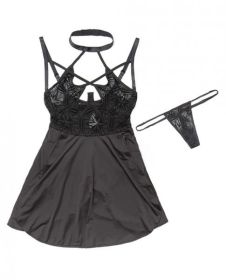 Halter Neck Underwire Cup Babydoll &amp; G-String Black Sm
