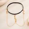 Simple Black Stretch Metal Butterfly Fringe Thigh Chain