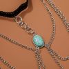 Personality Elastic Turquoise Multi-layer Leg Chain