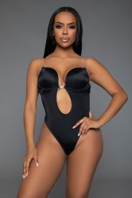 2348 Looking Curvy Bodysuit Shaper (Color: black, size: S/M)