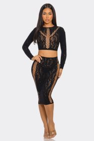 2748 Lace Daze Bodystocking Set (Color: black, size: Q)
