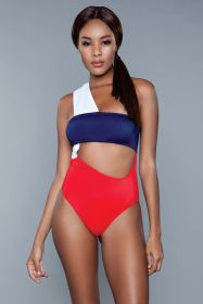 1973 Kennedy Swimsuit (Color: White/Red/Blue, size: XS)