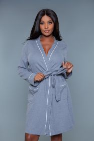 2258 Waffle Robe (Color: Grey, size: L/XL)