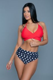 2280 Francesca Swimsuit (Color: Red/Blue, size: M)