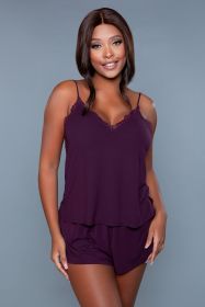 2145 Emery Cami and Short Set (Color: Violet, size: 2X)