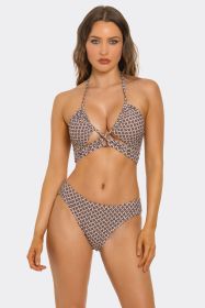 2774 Cocoa Bloom Bikini (Color: Brown/Tan, size: XL)