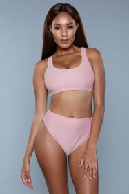 1985 Vera 2 Piece Set (Color: Pink, size: L)