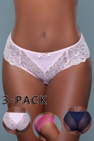 22143PK Tracy Brief 3 Pack (Color: Peach/Raspberry/Navy Blue, size: XL)