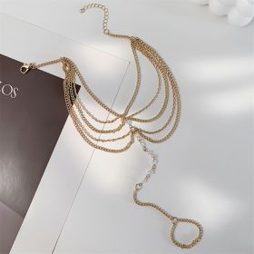 Sand Beach Crystal Multilayer Tassel Chain Leg Decoration (Color: Transparent)