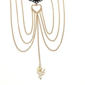 Love Rose PendantTassel Multi-layer Leg Chain (Color: Gold)
