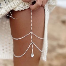 Women's Trendy Multilayer Pendant Leg Chain Rhinestone (Color: Silver)
