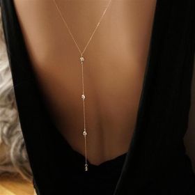 Jewelry Fashion Simple Water Drop Back Chain (Color: Four diamonds separate golden)