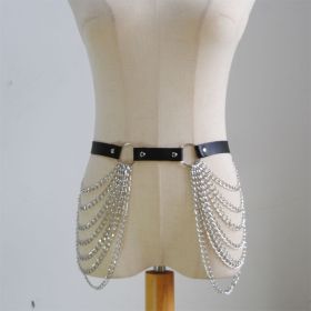 Layered Waist Chain Belt Belly Body Chains Rave Body Jewelry Accessories for Women and Girls (Color: black)