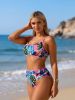 2026 New 2-Piece Bikini Set: Vibrant Tropical Floral Print, V-Neck Cami Top, High Waist Bottom, Colorful Beach Style