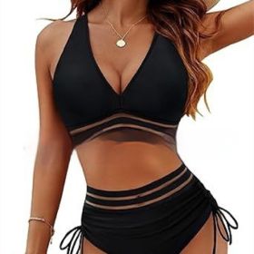 Women's Bikini Women's Two-Piece Swimsuit (Option: Black Mesh-S)