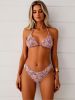 European and American floral lace-up bikini swimsuit for women, three-piece sexy bikini swimwear