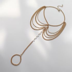 Sand Beach Crystal Multilayer Tassel Chain Leg Decoration (Color: White)