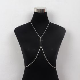 Accessories Cross Trend Rhinestone Pendant Chest Chain (Color: Silver)