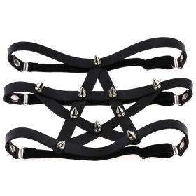 Lolita Gothic Punk Leather Leg Ring Sling (Color: black)