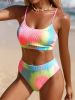 New women's tie dye rainbow bikini two-piece swimsuit set, sexy and fresh style