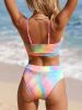 New women's tie dye rainbow bikini two-piece swimsuit set, sexy and fresh style