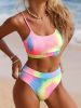 New women's tie dye rainbow bikini two-piece swimsuit set, sexy and fresh style