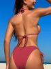 New women's three-point solid color sexy pearl decoration strap bikini in multiple colors